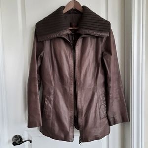 Danier Brown Leather Jacket, XS